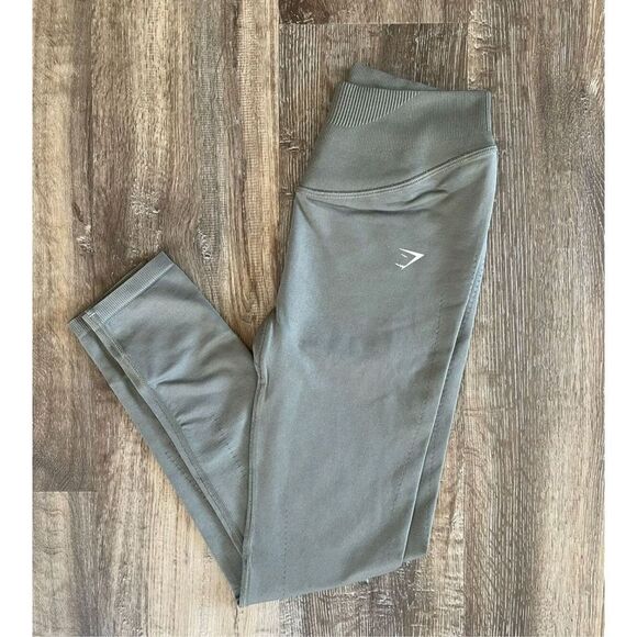 GYMSHARK Sweat Seamless Leggings Women's high waisted Olive Green Size Medium-NW - Picture 4 of 5